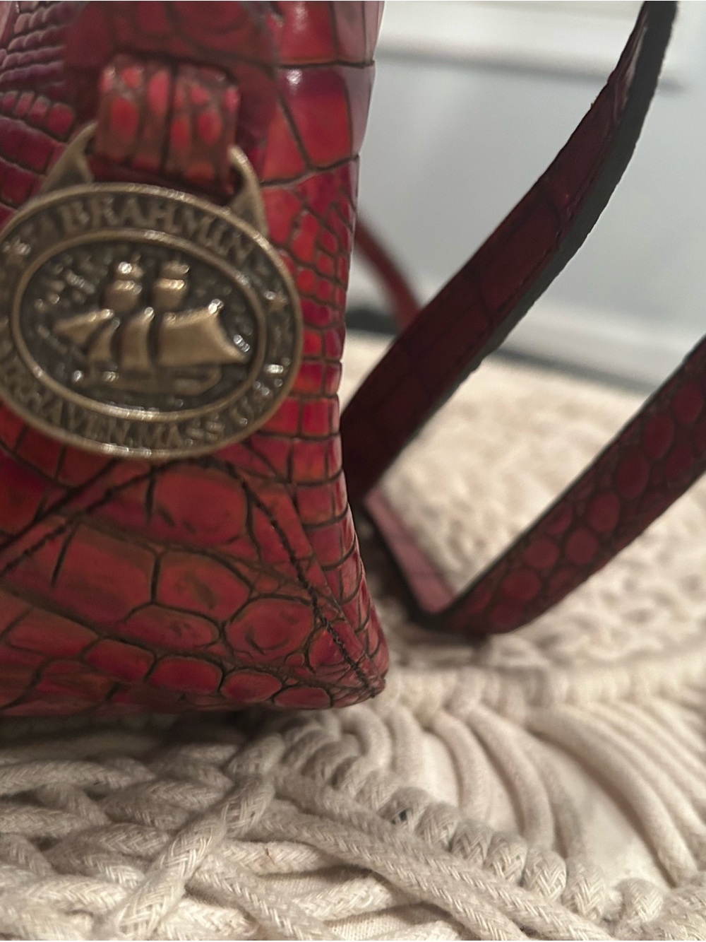 Brahmin Melbourne Crocodile Embossed Leather Crossbody Bag - Picture 11 of 11